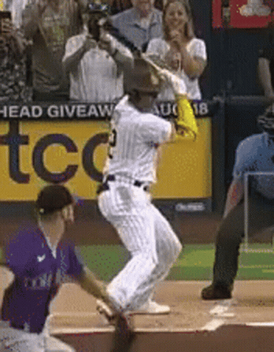 Baseball Player Swinging Bat Near TCC Sign GIF