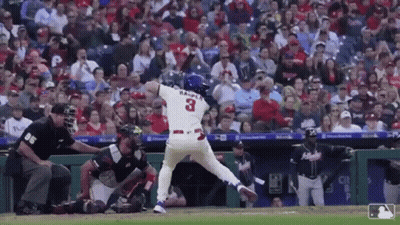 Baseball Player Swinging Bat Number 3 GIF