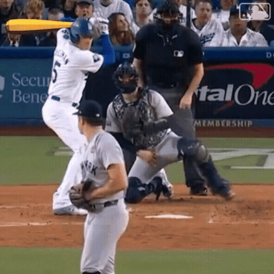Baseball Player Swinging Bat Number 5 GIF
