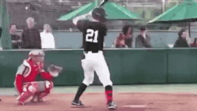 Baseball Player Swinging Bat GIF