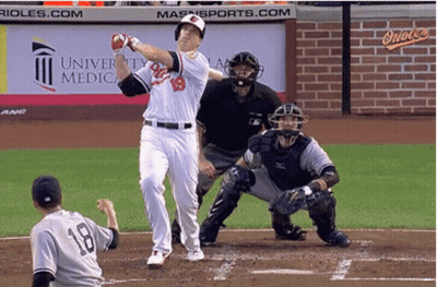 Baseball Player Swinging Bat While Catcher Watches GIF