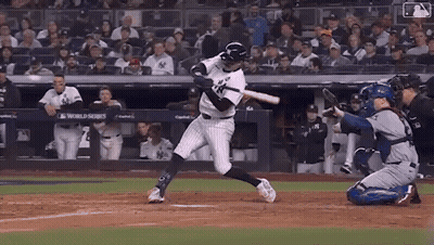 Baseball Player Swinging Bat With Catcher Watching GIF