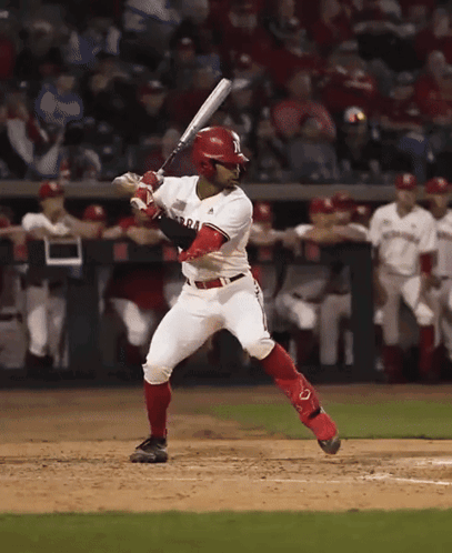 Baseball Player Swinging With Ari On Shirt GIF