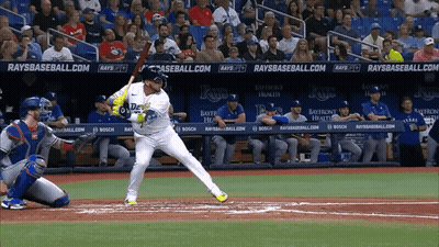 Baseball Player Swings Bat At Raysbaseball.com GIF