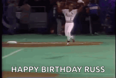 Baseball Player Throwing Ball Happy Birthday Russ GIF