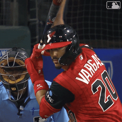 Baseball Player Vargas 20 Swinging At Pitch GIF