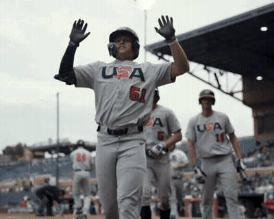 Baseball Player Waving USA Jersey GIF