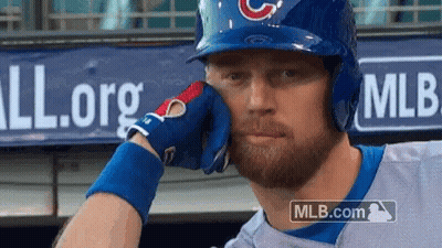 Baseball Player Wearing Cubs Helmet GIF