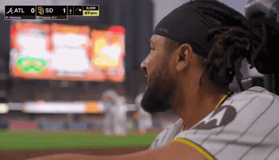 Baseball Player Wearing Headband Saying Atl GIF