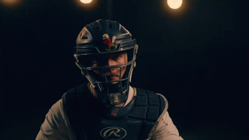 Baseball Player Wearing Helmet With Number 3 GIF