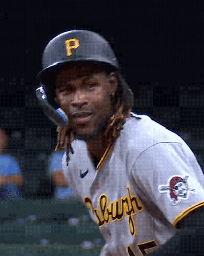 Baseball Player Wearing Helmet With P GIF