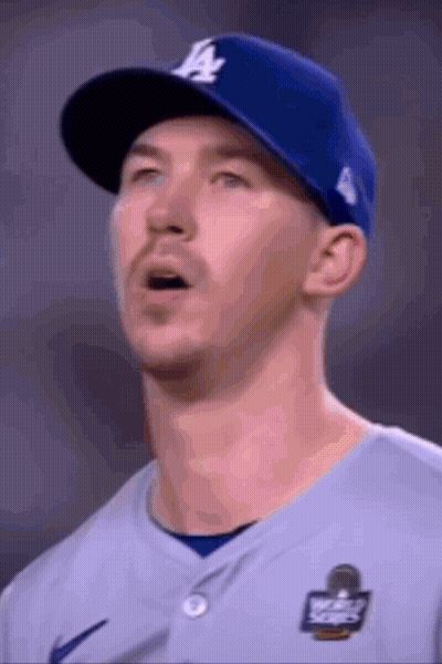 Baseball Player Wearing LA Hat GIF