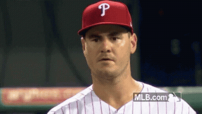 Baseball Player Wearing Red P Hat GIF