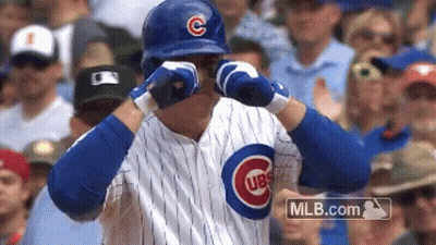 Baseball Player Wiping Eyes In Cubs Uniform GIF