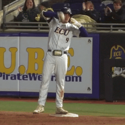 Baseball Player With ECU 9 On Jersey GIF