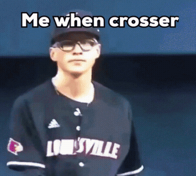Baseball Player With Glasses And Hat Saying Me When Crosser GIF