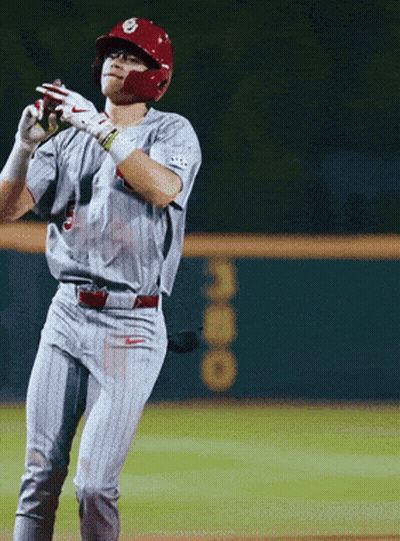 Baseball Player With Helmet Letter O GIF