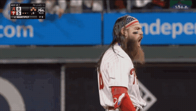 Baseball Player With Long Hair And Beard And American Flag Headband GIF