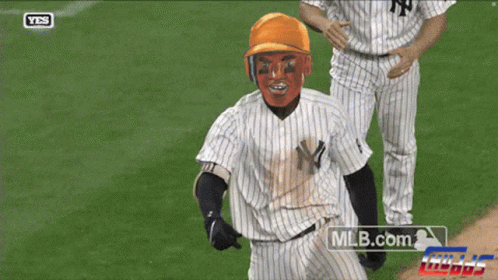 Baseball Player With Mask And MLB.com Ad GIF