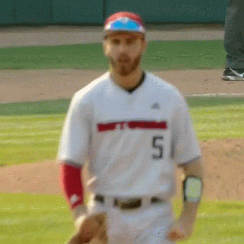 Baseball Player With Number 5 On Field GIF