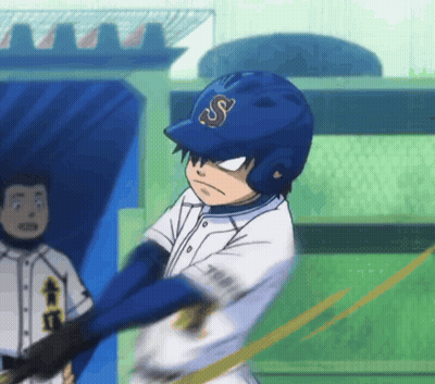 Baseball Player With S Helmet Swinging Bat GIF