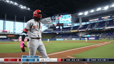 Baseball Player With Scoreboard Saying Munoz P.6 GIF