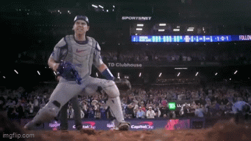 Baseball Player With TD Clubhouse Scoreboard GIF