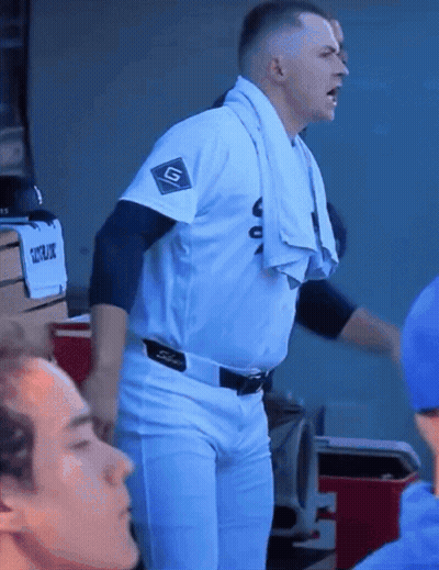 Baseball Player With Towel And G Jersey GIF