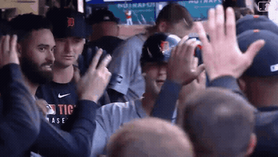 Baseball Players High Five GIF