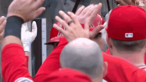 Baseball Players High Five GIF