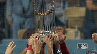 Baseball Players Holding Trophy With MLB Logo GIF
