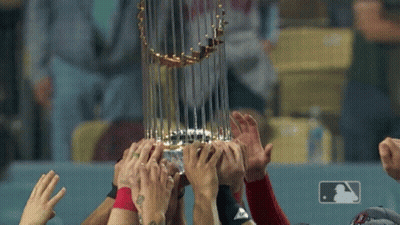 Baseball Players Holding Trophy With MLB Logo GIF