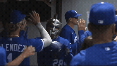 Baseball Players Huddled One In Number 28 GIF
