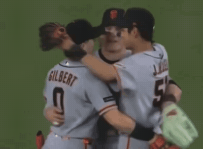 Baseball Players Hugging J.R. Lee And Gilbert GIF