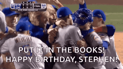 Baseball Players Hugging Put It In The Books Happy Birthday Stephen GIF
