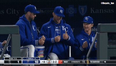 Baseball Players In KC Hats GIF