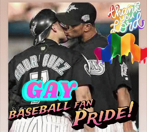 Baseball Players Kissing Gay Fan Pride GIF