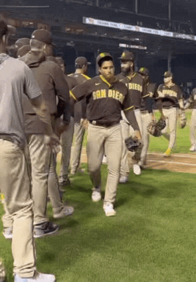 Baseball Players On Field With San Diego Jersey GIF