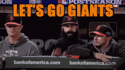 Baseball Players Sitting In Dugout Let's Go Giants GIF