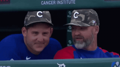 Baseball Players Smiling In Dugout GIF