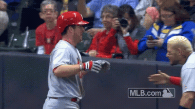 Baseball Players Talking MLB.com Logo GIF