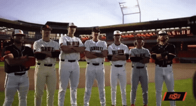 Baseball Players With Arms Crossed LSU Logo GIF