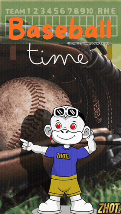 Baseball Time Poster With Monkey In Zhot Shirt GIF