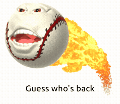 Baseball With Face Saying Guess Who's Back GIF