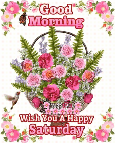 Basket Of Flowers Good Morning GIF
