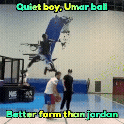 Basketball Court Saying Quiet Boy Umar Ball Better Form Than Jordan GIF