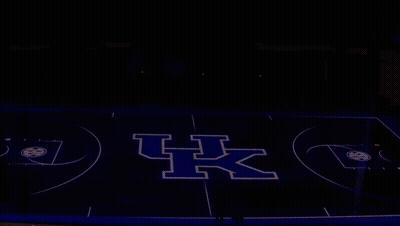 Basketball Court With UK Logo Lit Up Blue