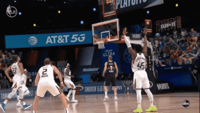 Basketball Game In Front Of AT T 5G Banner GIF