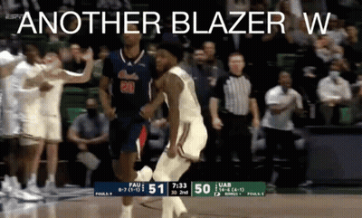 Basketball Game In Front Of Crowd Saying Another Blazer W GIF