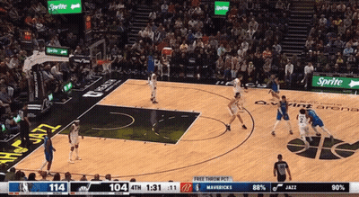 Basketball Game In Front Of Crowd With Sprite Ads GIF
